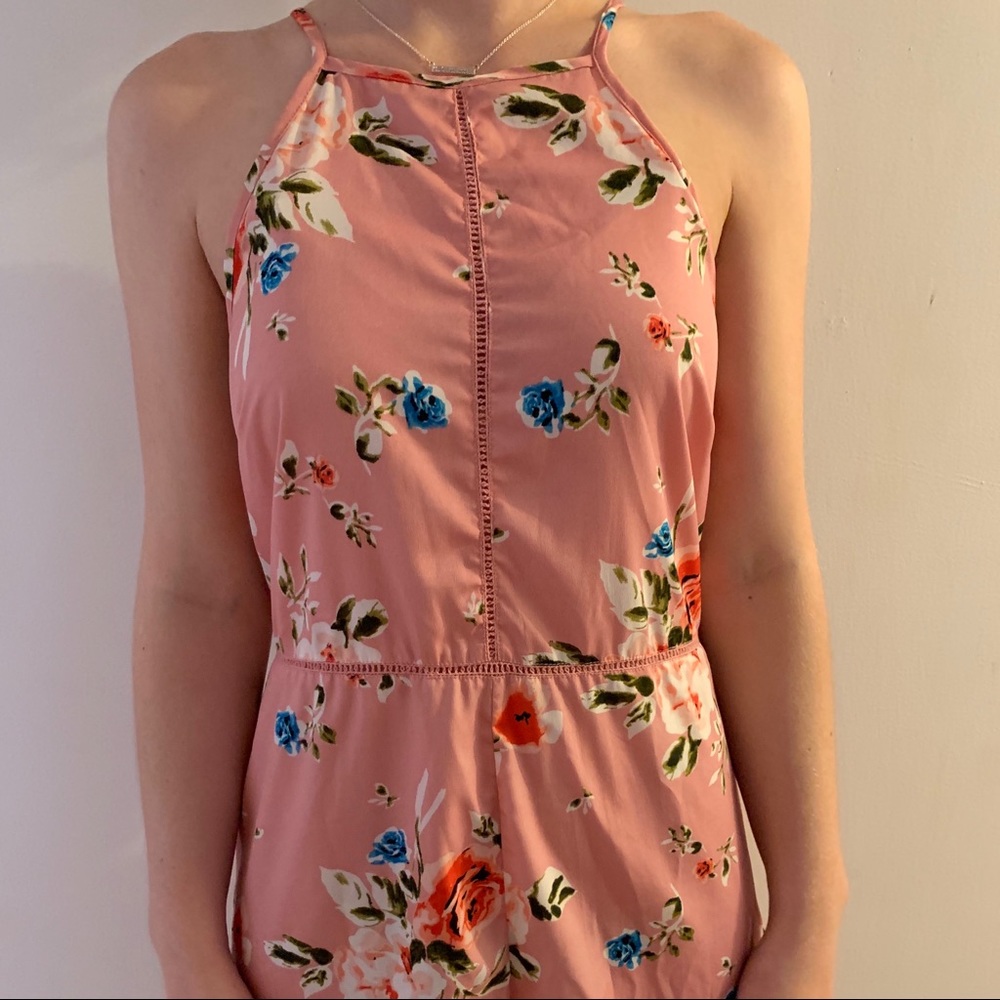 Pink floral jumpsuit